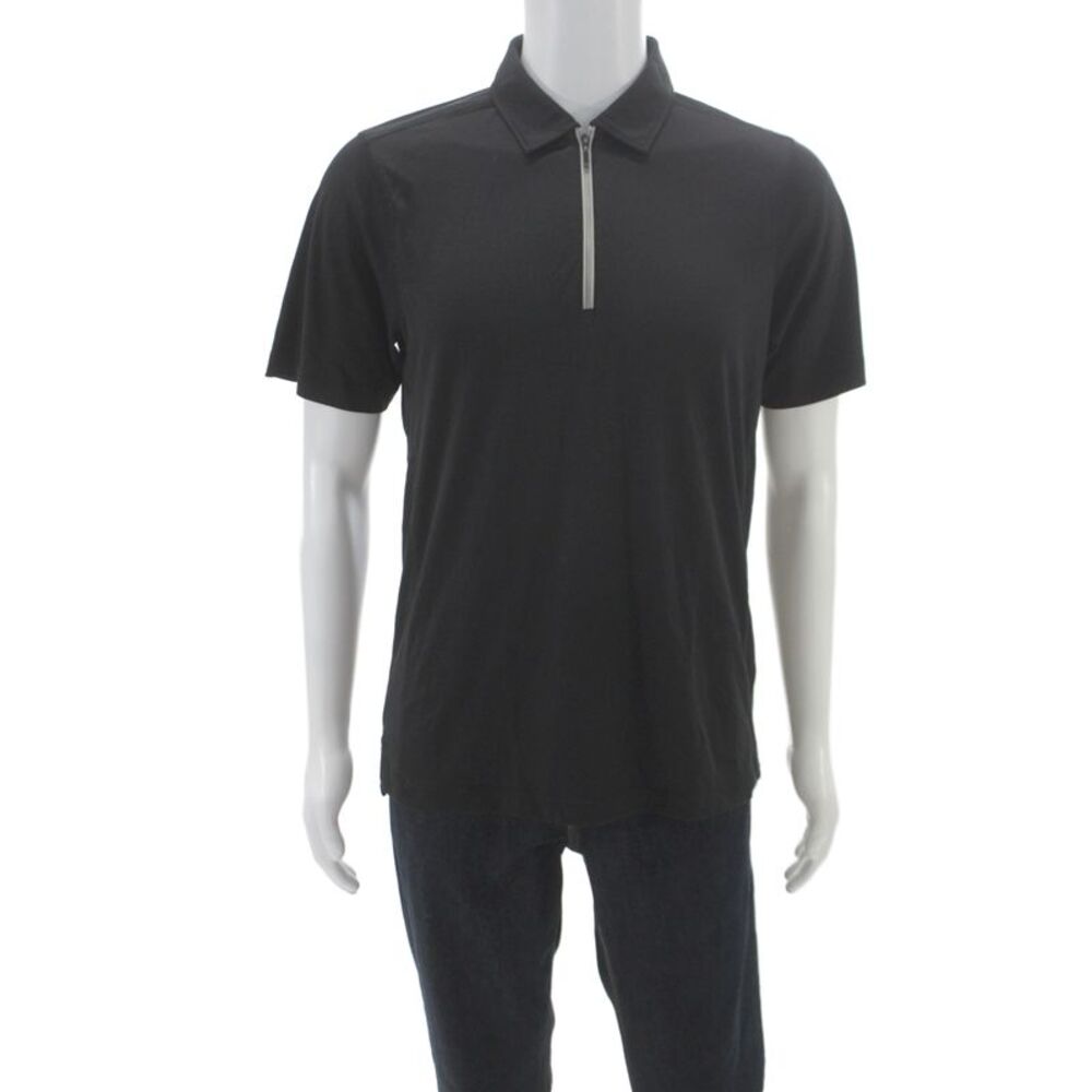 Raffi Mens Short Sleeves Polo Shirt Black Cotton Size Small